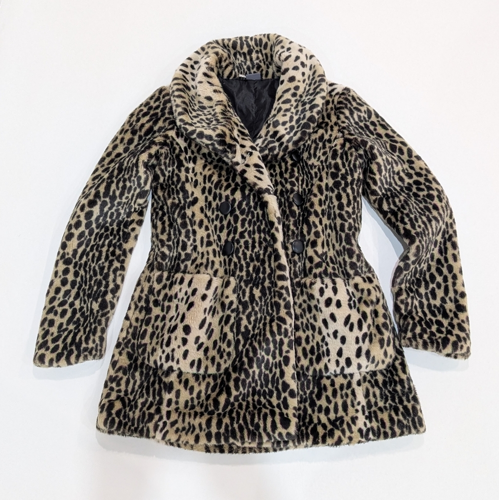 Urban Outfitters Leopard Print Faux Fur Jacket Sparkle & Fade